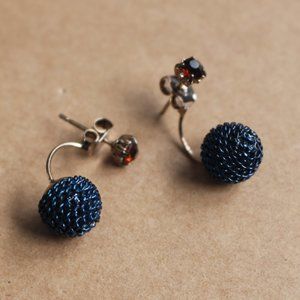 Garnet and Navy ball studded earrings